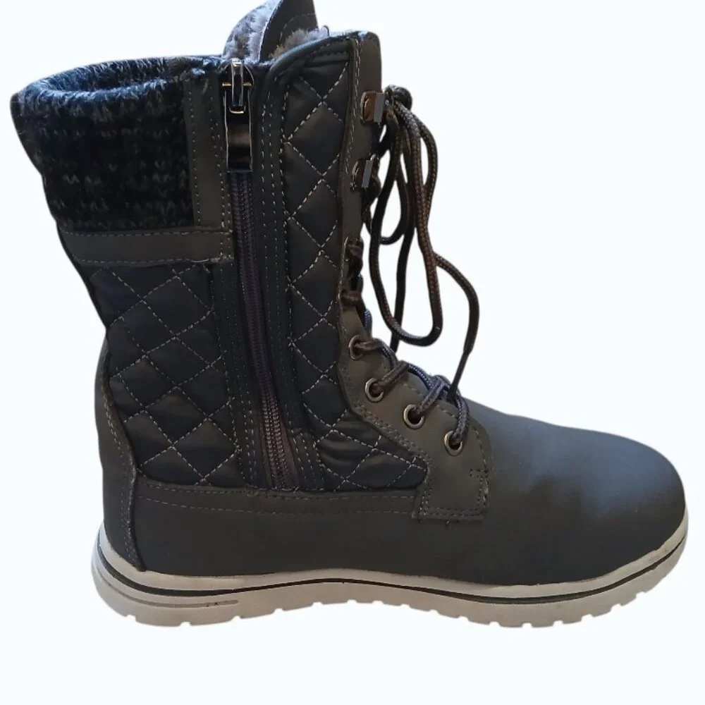 POLAR Lace-Up Faux Fur Mid-Calf Winter Boots